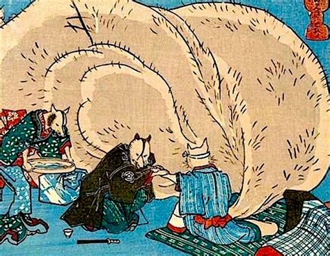 Strange Japanese Illustrations Of Raccoon Dogs With Huge Balls