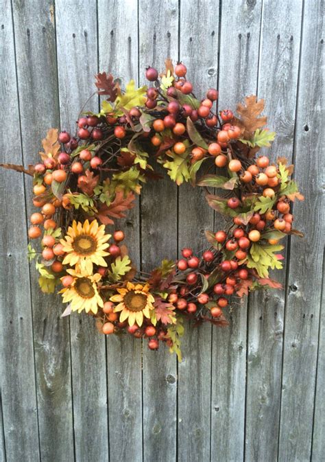 Fall Wreath For Front Door Sunflower Wreaths Front Door Etsy Fall