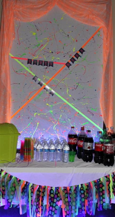 Items Similar To Glow In The Dark Party Backdrop Neon Party Tween
