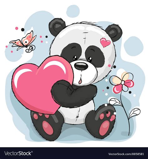 Panda With Heart Royalty Free Vector Image Vectorstock Cute Panda