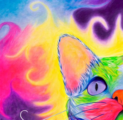 Rainbow Kitty Cat Painting Psychedelic Cat Art Print On Etsy