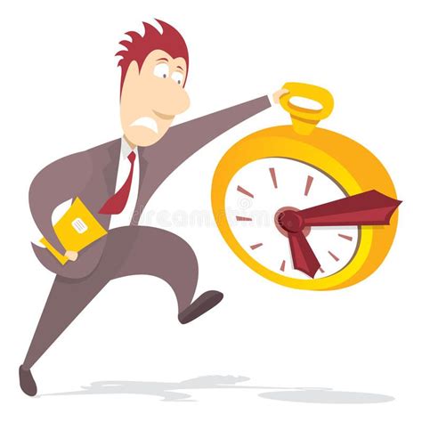 Businessman Rushing For Deadline Cartoon Illustration Of A Businessman
