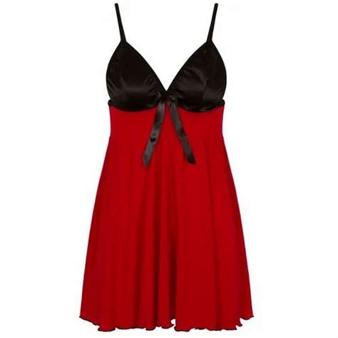 Short Length Red And Black Ladies Night Dress At Rs 300piece In