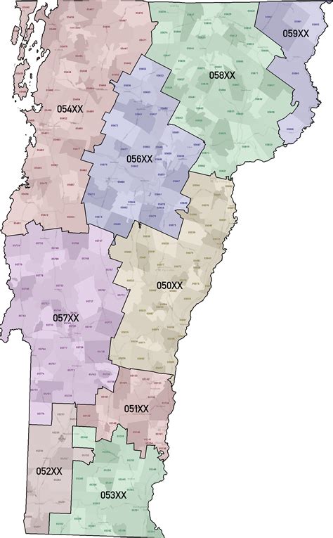 Vermont Zip Code Map Including County Maps