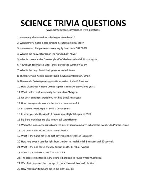 Best Science Trivia Questions And Answers This Is The List You Ll Hot