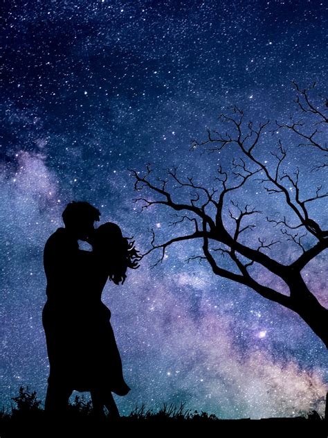 Download Couple With Galaxy Night Sky Romantic Background
