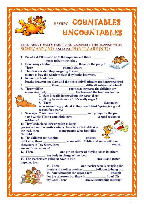 Countables And Uncountables English Esl Worksheets English Grammar