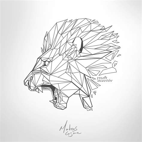 Lion Tattoo On Behance Geometric Drawing Geometric Art Prints