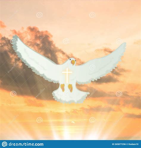 Doves Fly In The Sky Christians Have Faith In Holy Spirit Silhouette