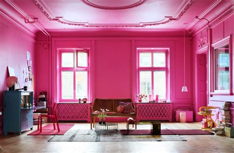 Picture Of Vintage Bright Pink Living Room