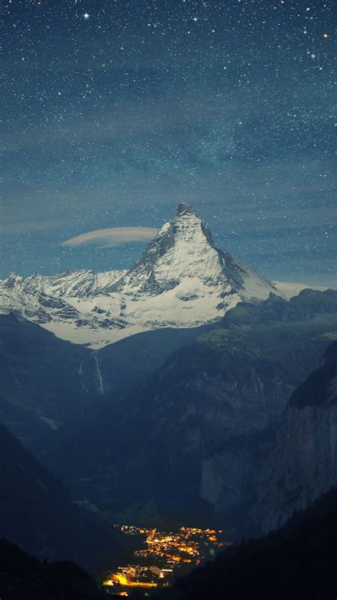 750x1334 Zermatt Matterhorn Aerial View At Night Iphone 6 Iphone 6s