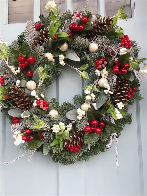 Berries And Pinecones Winter Wreaths Winter Wreaths For Front Door