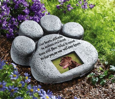 Dog Cat Pet Paw Memorial Grave Marker Head Stone Garden Photo Frame