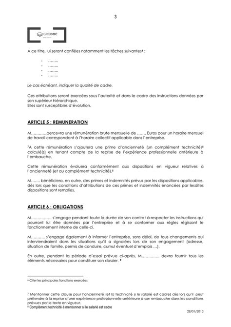 Modelé De Contrat De Travail A Duree Determinee Doc Pdf Page 3 Sur 4
