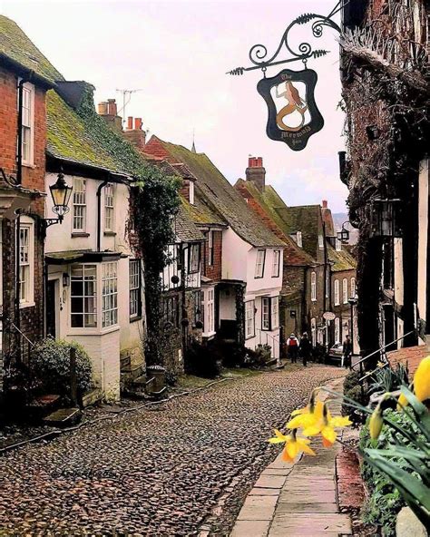 A Beautiful Cobblestone Street In Rye East Sussex England With Lovely
