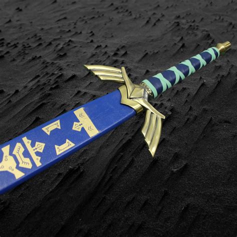 Handmade Legend Of Zelda Sword Replica With Leather Sheath Blue And G