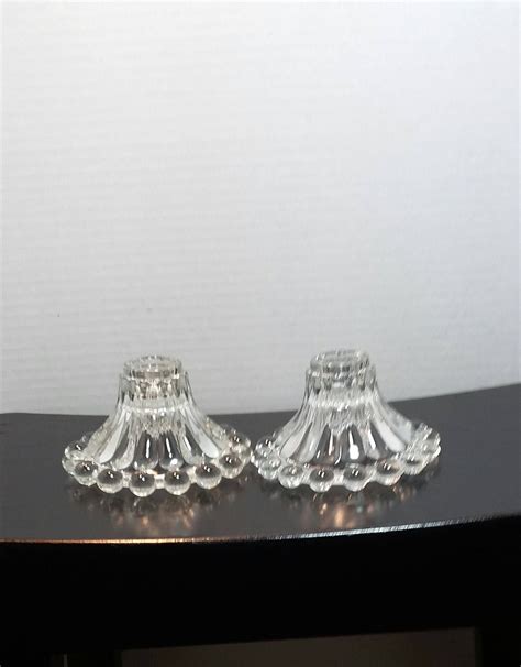 Vintage Pair Anchor Hocking Boopie Glass Candle Holders Flea Market