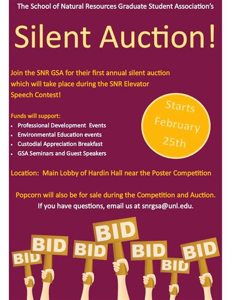 Snr Graduate Student Association To Host Silent Auction Announce