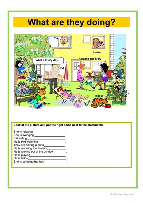 Present Continuous What Are They Doing English Esl Worksheets For