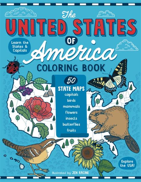 The United States Of America Coloring Book Fifty State Maps With