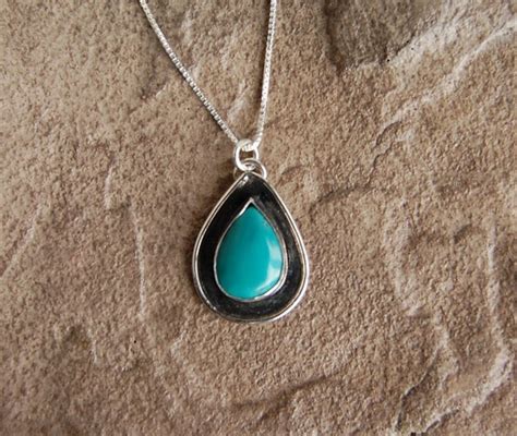 Items Similar To Sterling Silver Turquoise Teardrop Pendant On Etsy