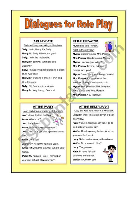 Dialogues For Role Play Esl Worksheet By Majess