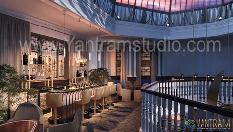 3d Interior Rendering Of Unique Style Bar And Restaurant By Yantram 3d