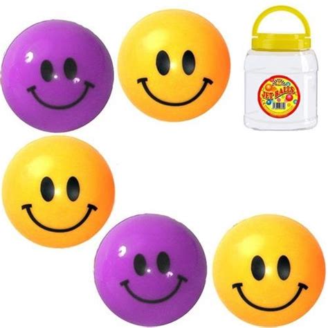 10 Smiley Face 35mm Jet Bouncy Ballsretro Toyshighbounceparty Bag