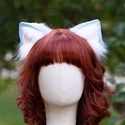 Blue Cat Ears Headband Fluffy Fur Ears Blue Kitten Ears Etsy