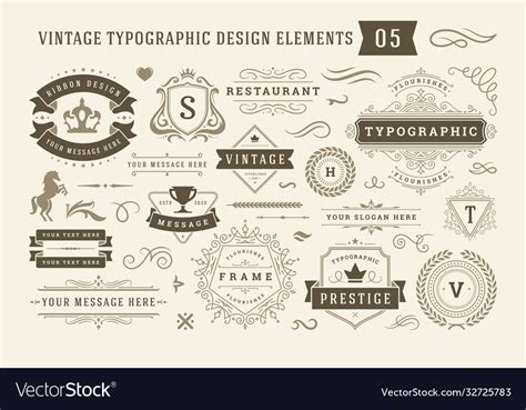 Vintage Typographic Design Elements Set Royalty Free Vector
