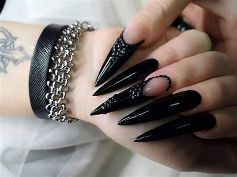 Gothic Black Stiletto Nails Black Stiletto Nails Gothic Nails