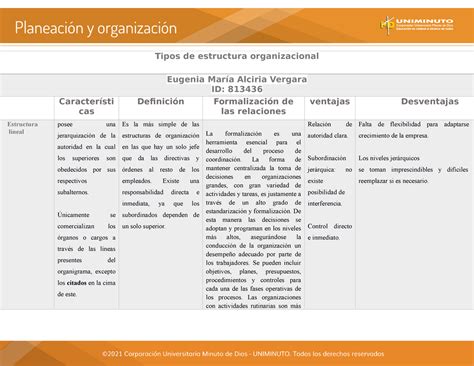 Cuadro Comparativos Sobre Estructuras Organizacionales Tipos De