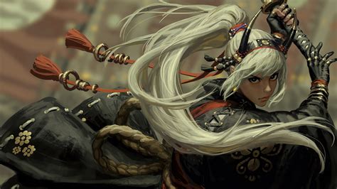 81447 Samurai Girl Fantasy Warrior 4k Wallpaper