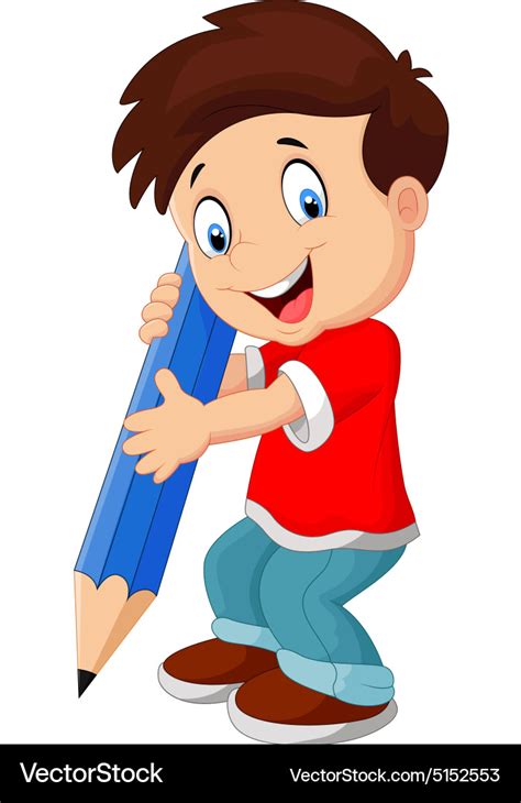 Little Boy Holding Pencil Royalty Free Vector Image