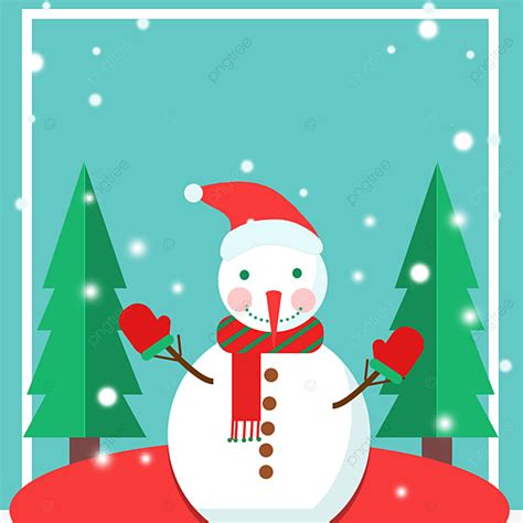 Christmas Background With Snowman Wearing Hat And Scarf Wallpaper