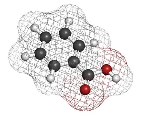 Estructura 3d Del ácido Benzoico Un Sólido Cristalino Descolorido