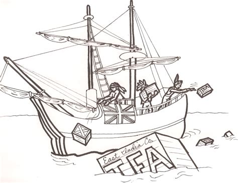 Download or print this amazing coloring page: Boston Tea Party Drawings