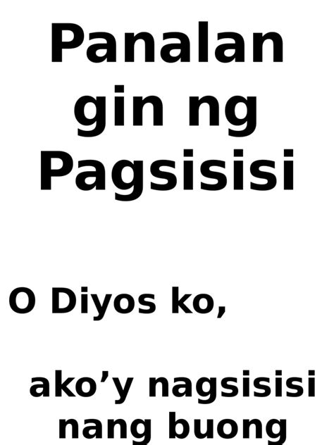 Dasal Ng Pagsisisi Tagalog Mga Paksa
