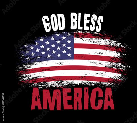 God Bless America Vector Typography Illustration With American Flag On