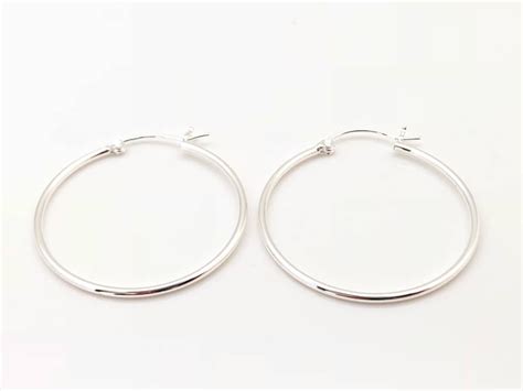 Medium Large Size Hoop Earrings Sterling Silver Mm Etsy