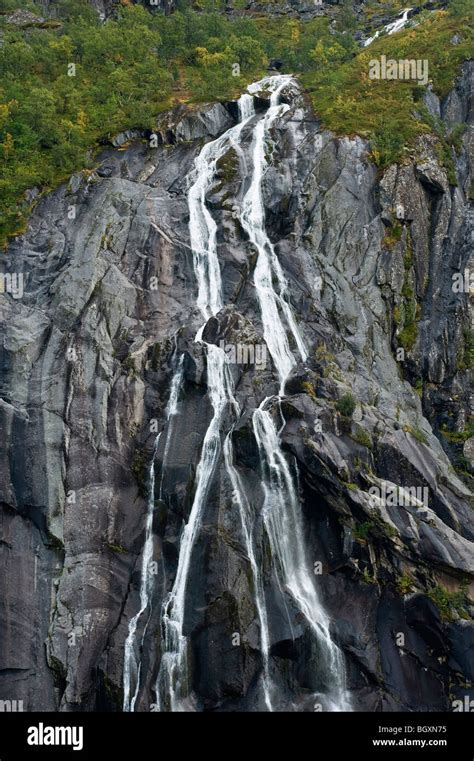 Small Waterfall In Lofoten North Norway Stock Photo Alamy