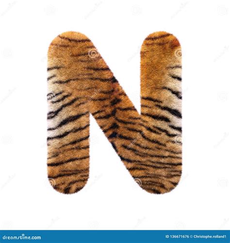 Tiger Letter N Capital 3d Feline Fur Font Suitable For Safari