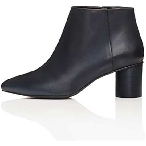 Uk Ladies Navy Leather Ankle Boots
