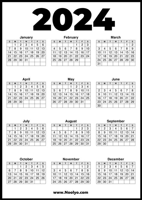 2024 Calendar In A4 Size Printable 2024 Calendar Printable