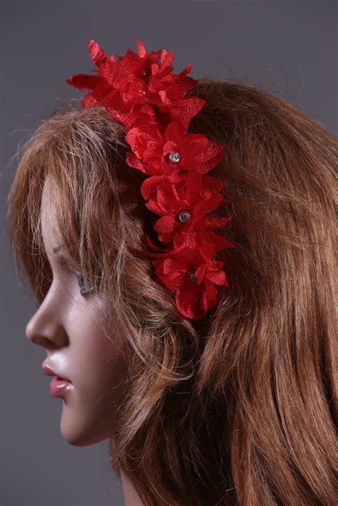 Red Flower Headband Headpiece Fascinator Hat Maighread Stuart Millinery