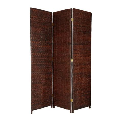 Oriental Furniture 3 Panel Dark Brown Woven Fiber Folding Indoor