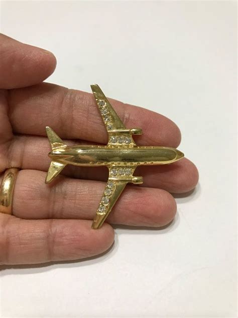 Vintage Gold Tone Airplane Brooch By June22nd On Etsy Vintage Jewelry