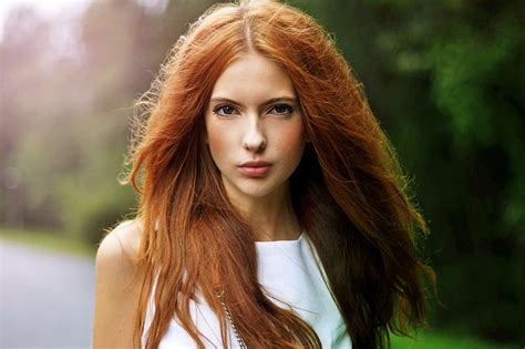 Women Women Outdoors Face Redhead Long Hair Ebba Zingmark Model Hd Wallpaper