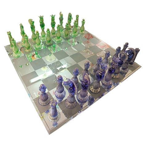 Monumental Murano Glass Chessboard Sculptural Pieces Gold Leaf