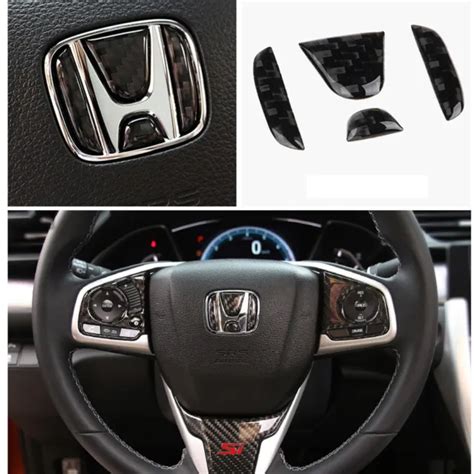 Carbon Fiber Steering Wheel Center Logo Insert Trim For Honda Civic Crv